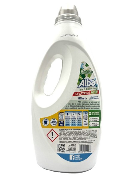 Alba Detersivo Lavatrice Liquido 33 Lavaggi 1850ml - Iris E Fiori Bianchi